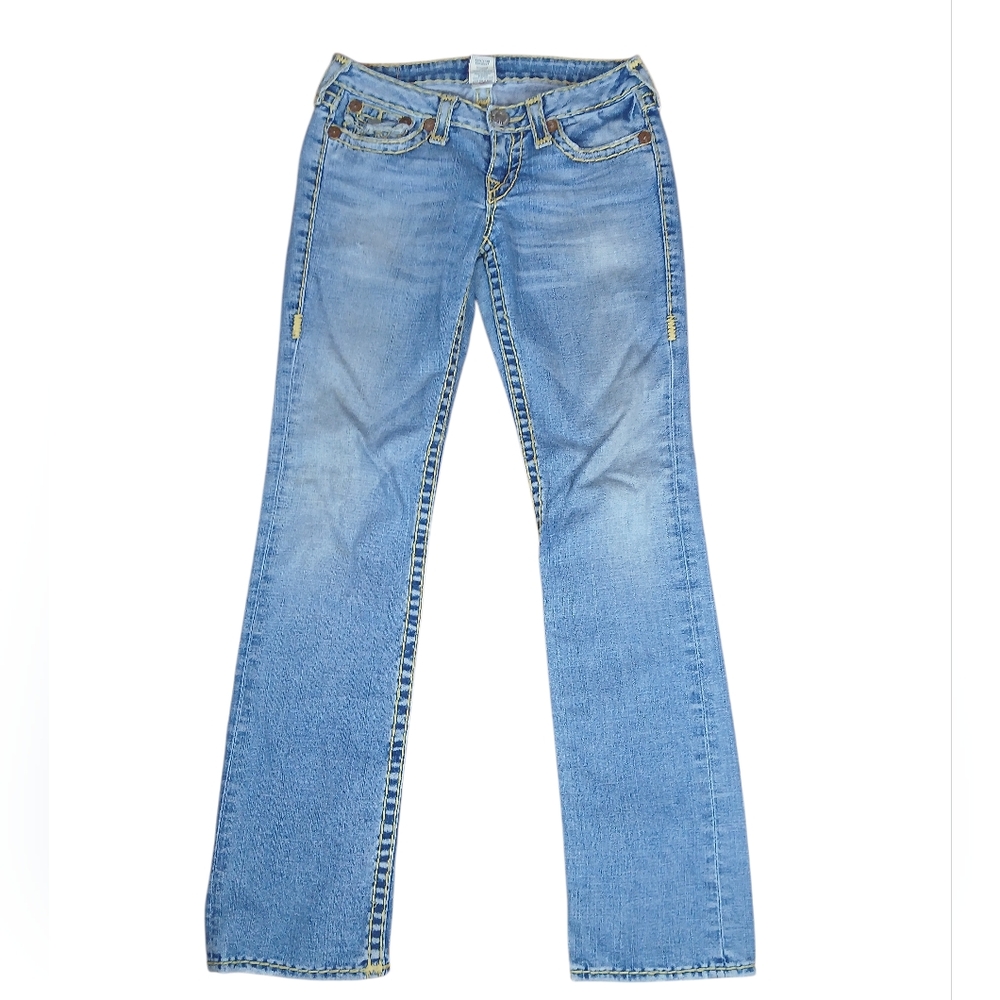 True Religion Yellow Stitch Section Billy Super T Women's Blue Jeans Size 28